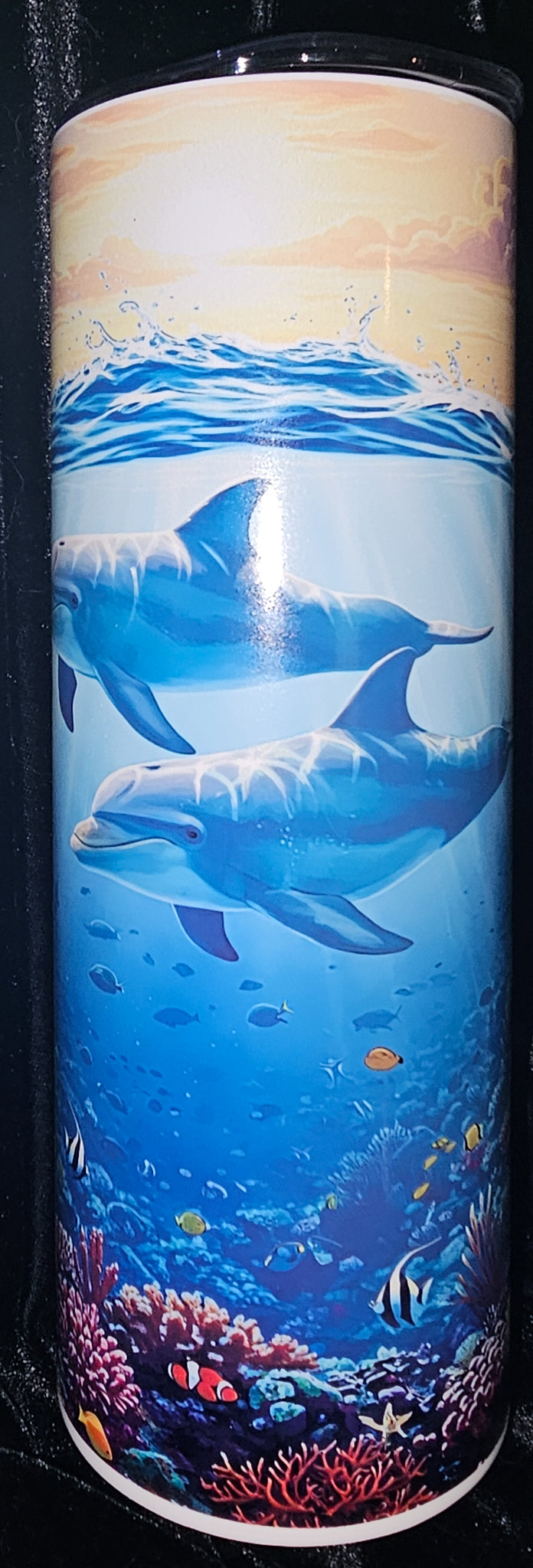 Dolphin 20oz Skinny Glow in the Dark Tumbler