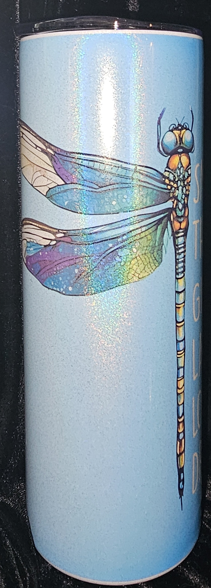 Dragonfly Smile Often 20oz Skinny Glitter Tumbler