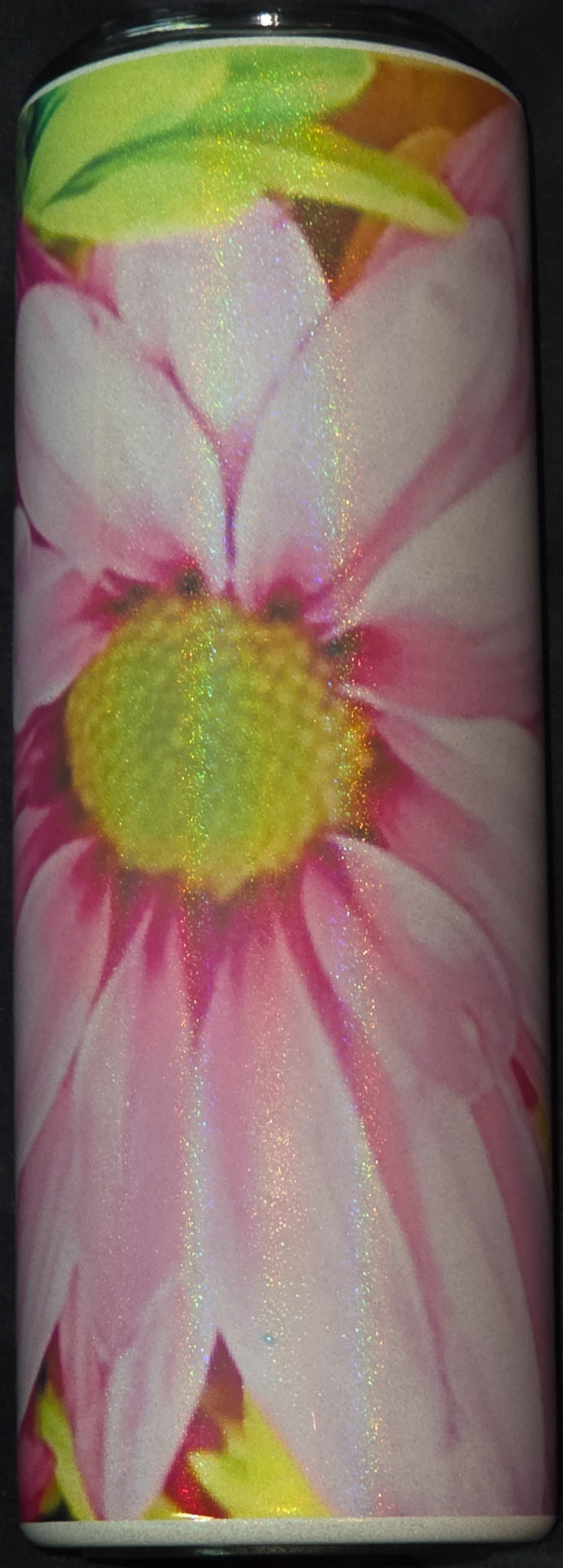 Gerbera Daisy 20oz Skinny Glitter Tumbler