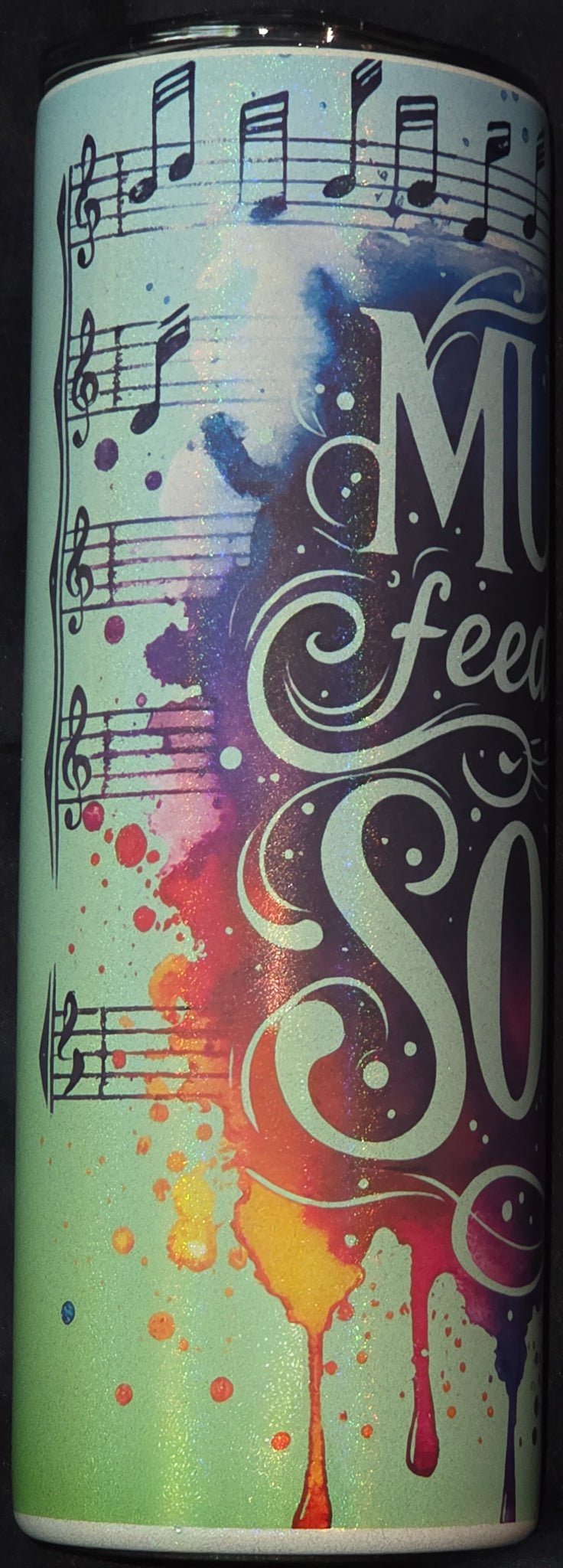 Music Feeds My Soul 20oz Glitter Skinny Tumbler