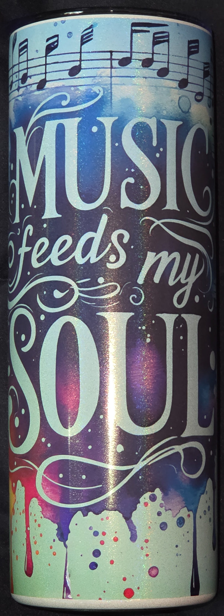 Music Feeds My Soul 20oz Glitter Skinny Tumbler