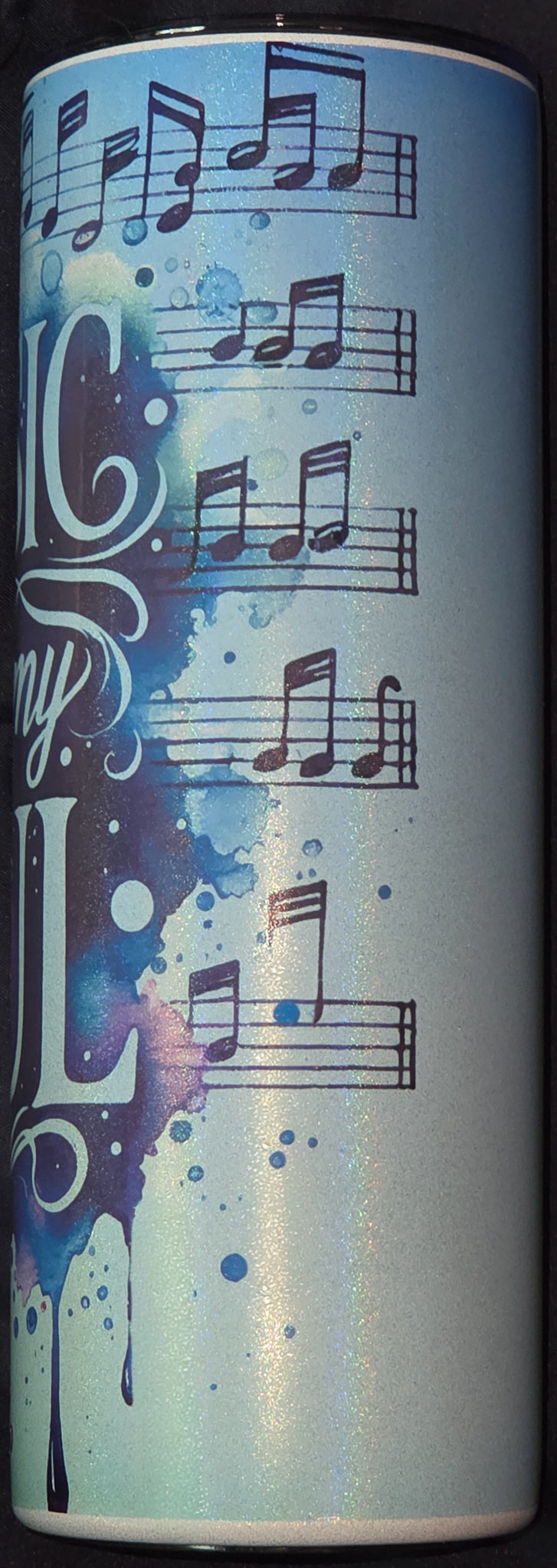 Music Feeds My Soul 20oz Glitter Skinny Tumbler