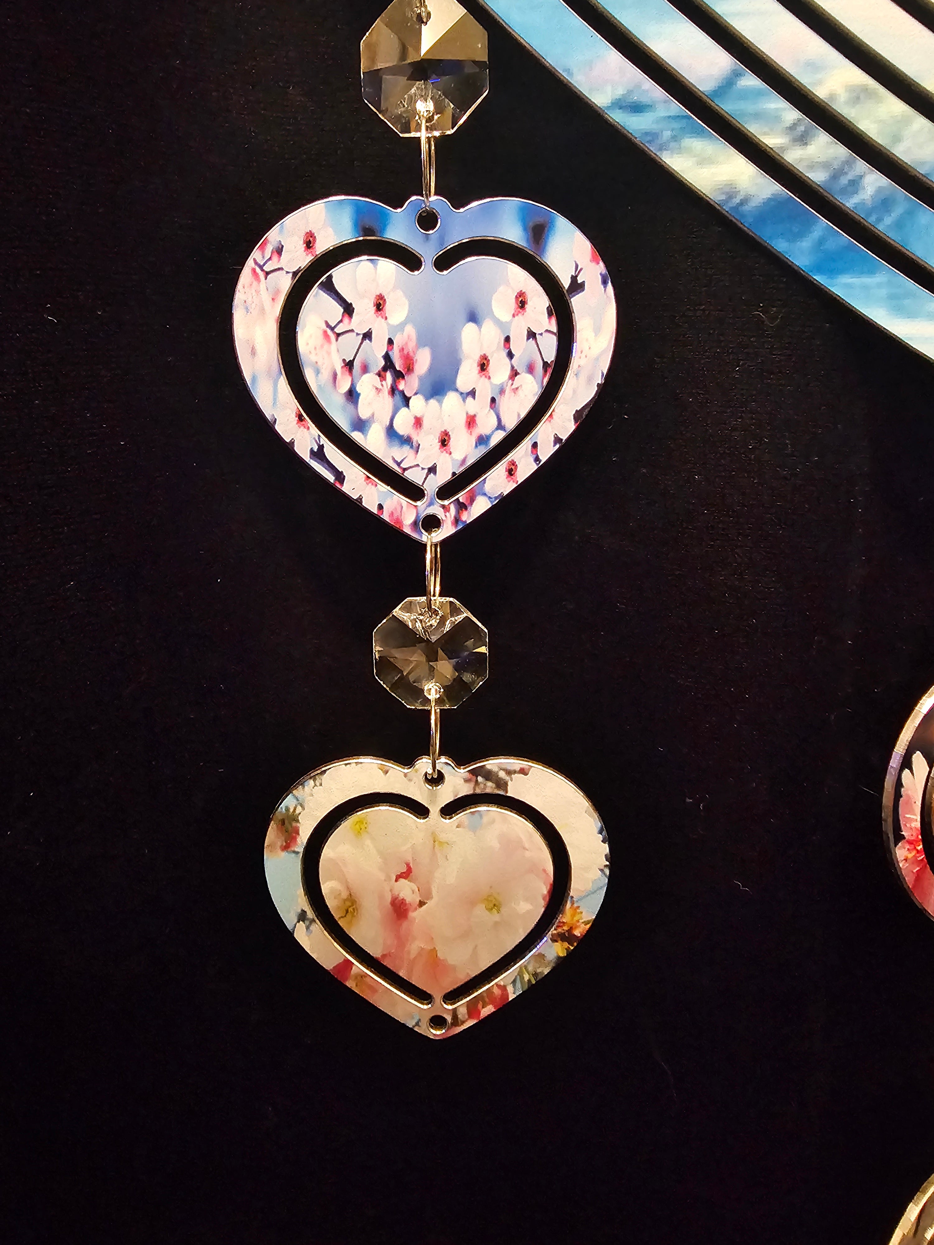 Heart Shaped Wind Spinner with Trees and Waterfalls