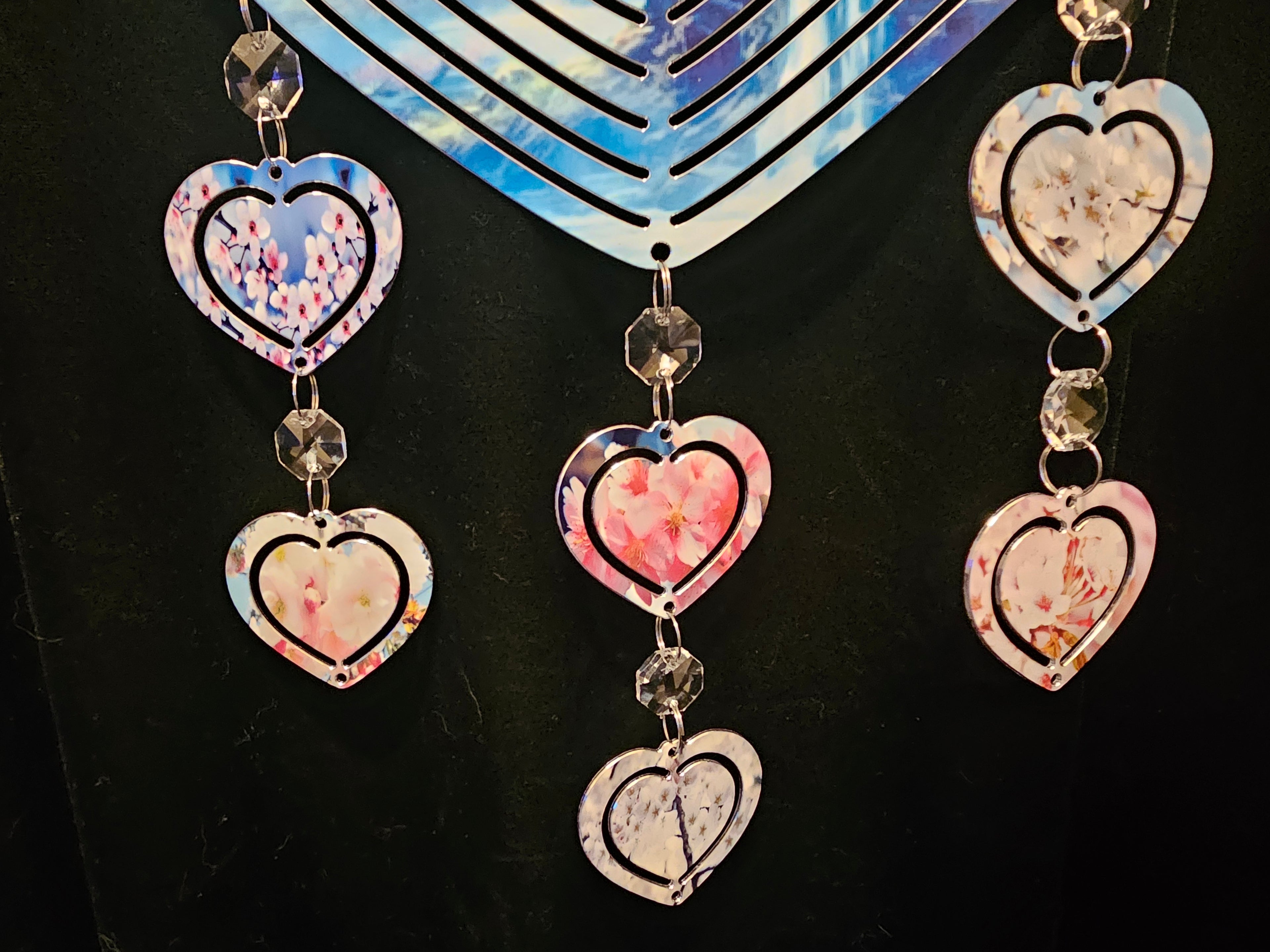 Heart Shaped Wind Spinner with Trees and Waterfalls