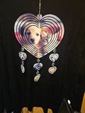 Heart Shaped Wind Spinner with a Puppy and a Kitten