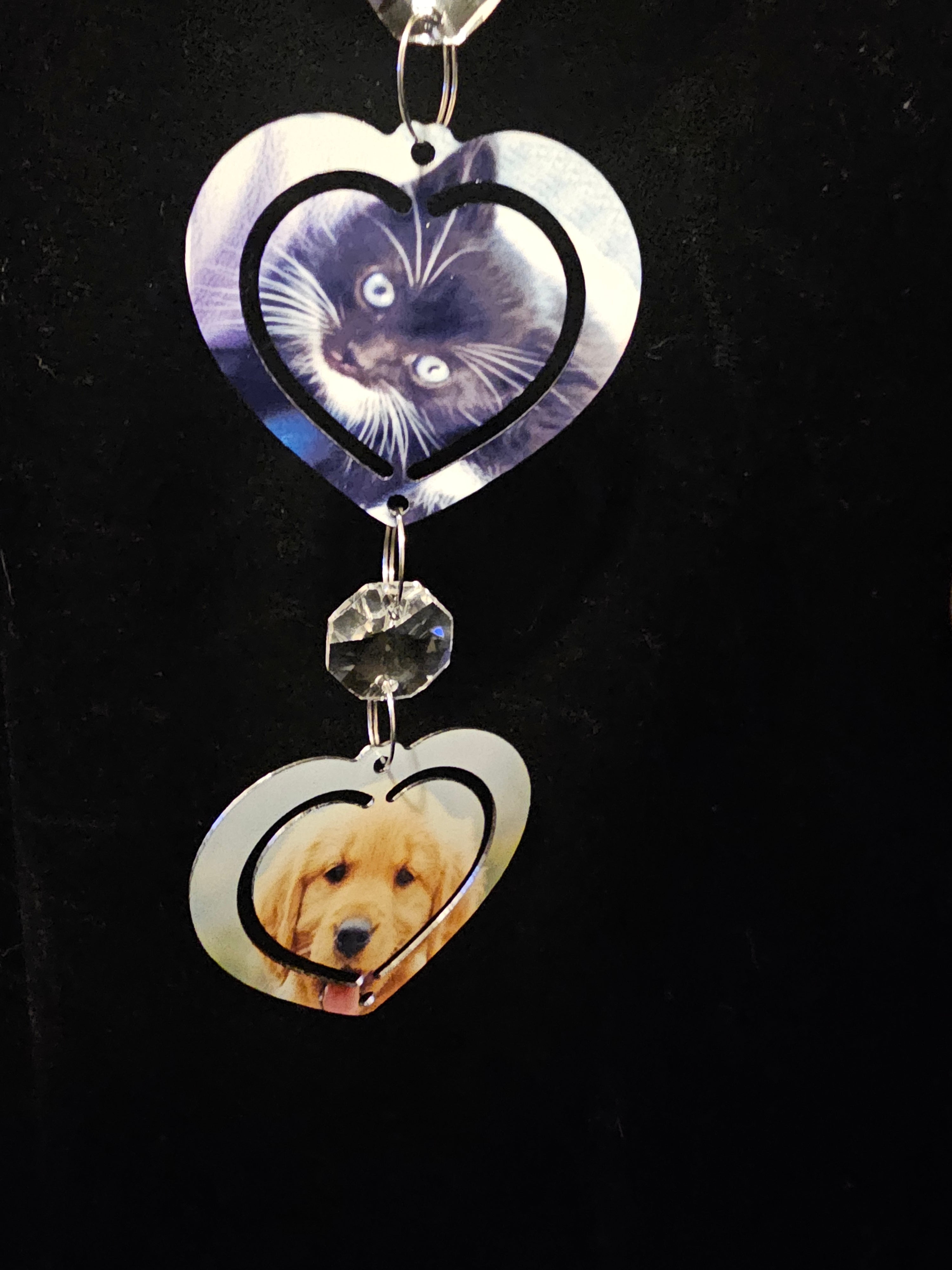 Heart Shaped Wind Spinner with a Puppy and a Kitten