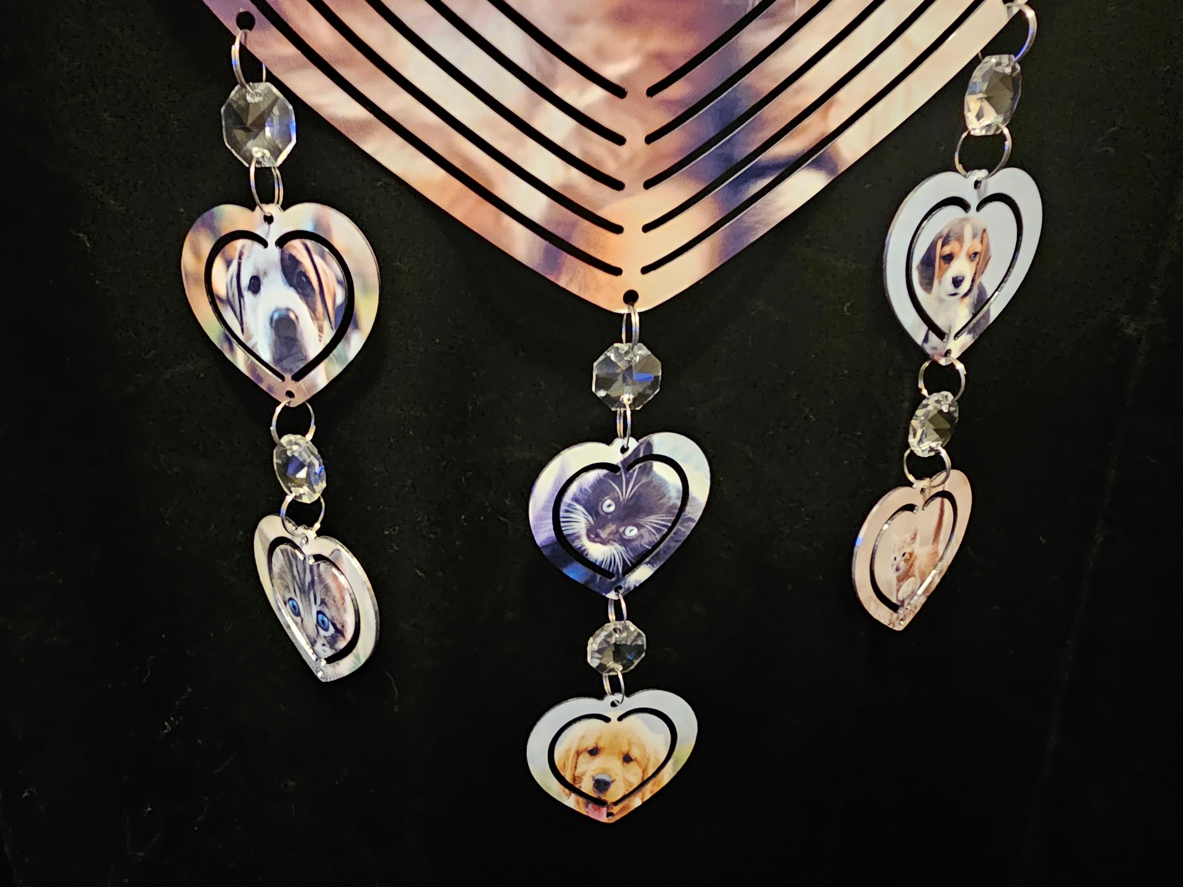 Heart Shaped Wind Spinner with a Puppy and a Kitten