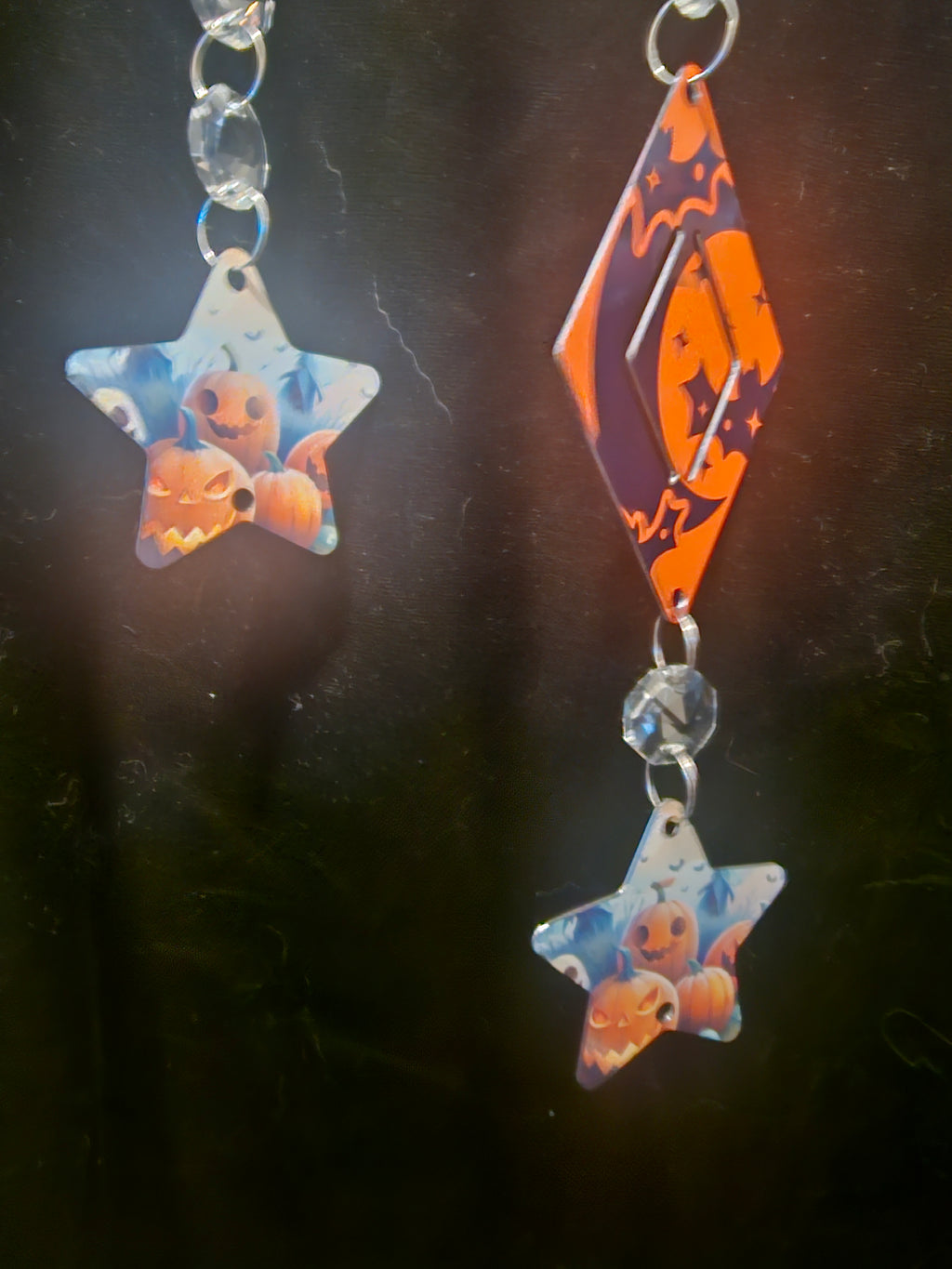 Moon Shaped Wind Spinner with Halloween Black Cat