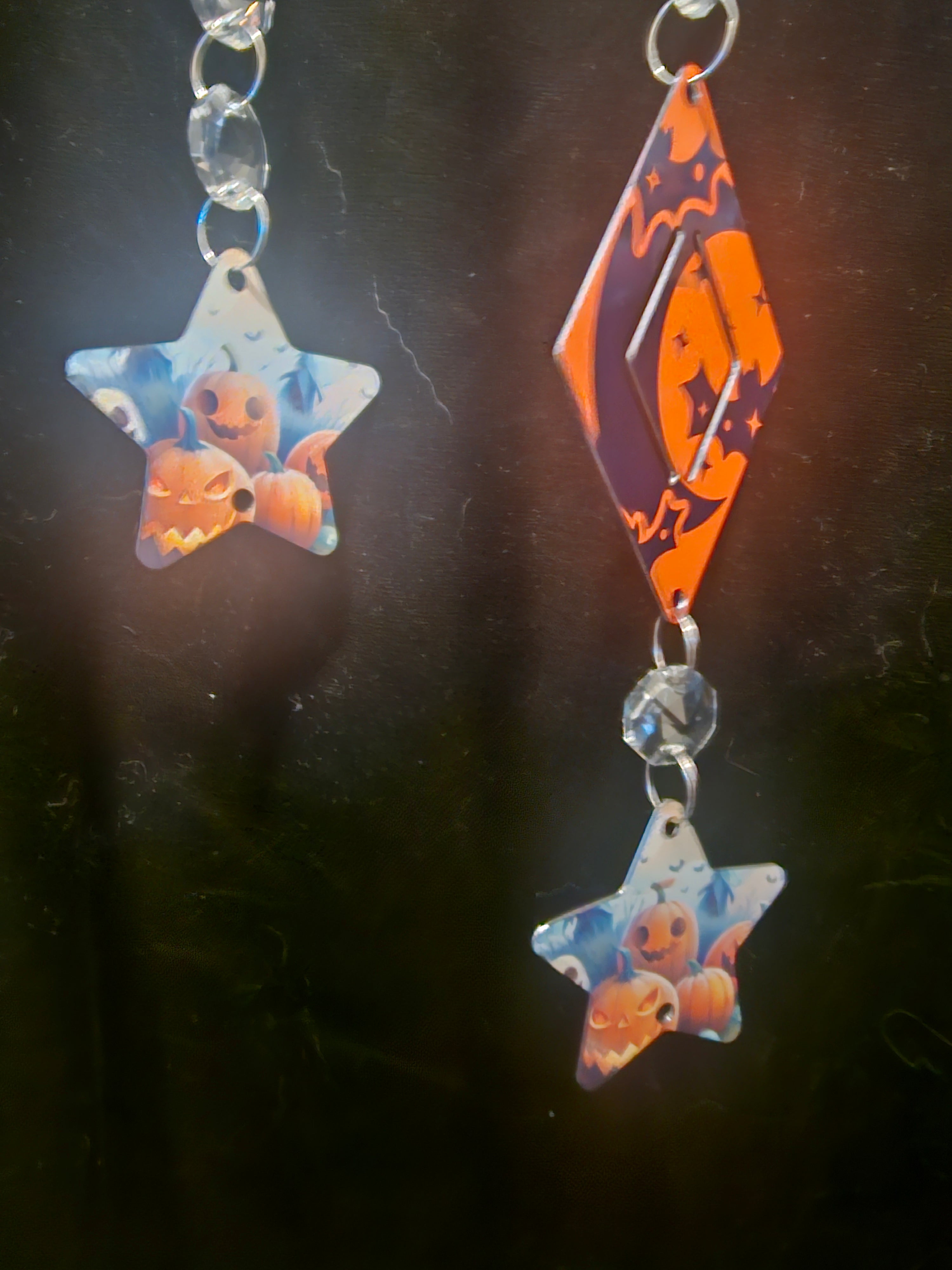 Moon Shaped Wind Spinner with Halloween Black Cat
