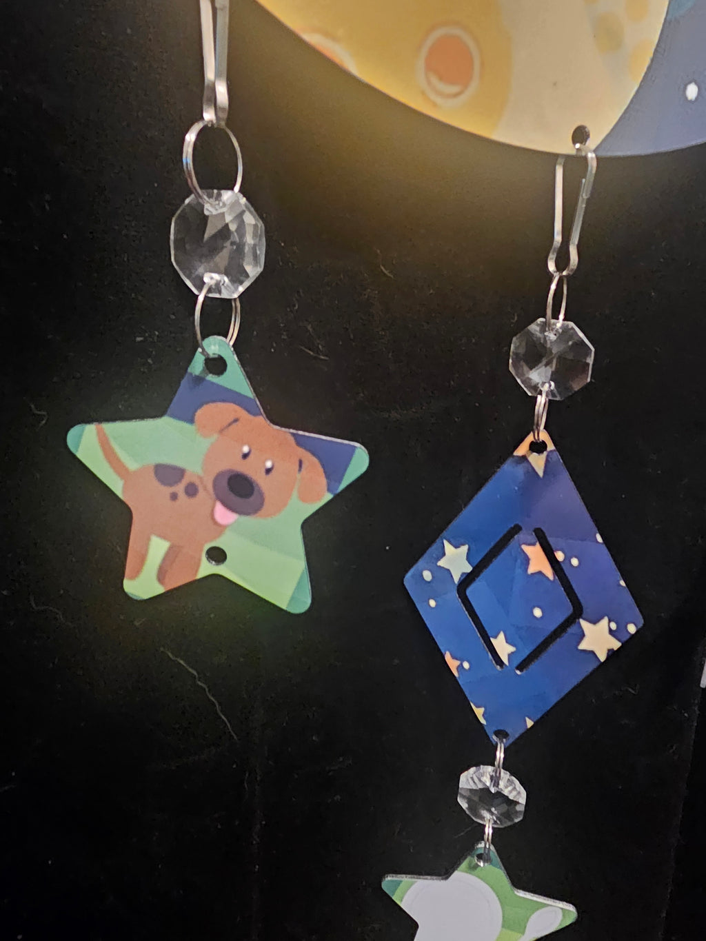 Moon Shaped Wind Spinner with a Cow Jumping Over the Moon