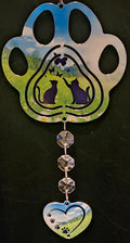 Paw Print Cats Playing With Butterflies In a Meadow Wind Spinner