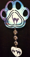 Paw Print Halloween Black Cat Wind Spinner