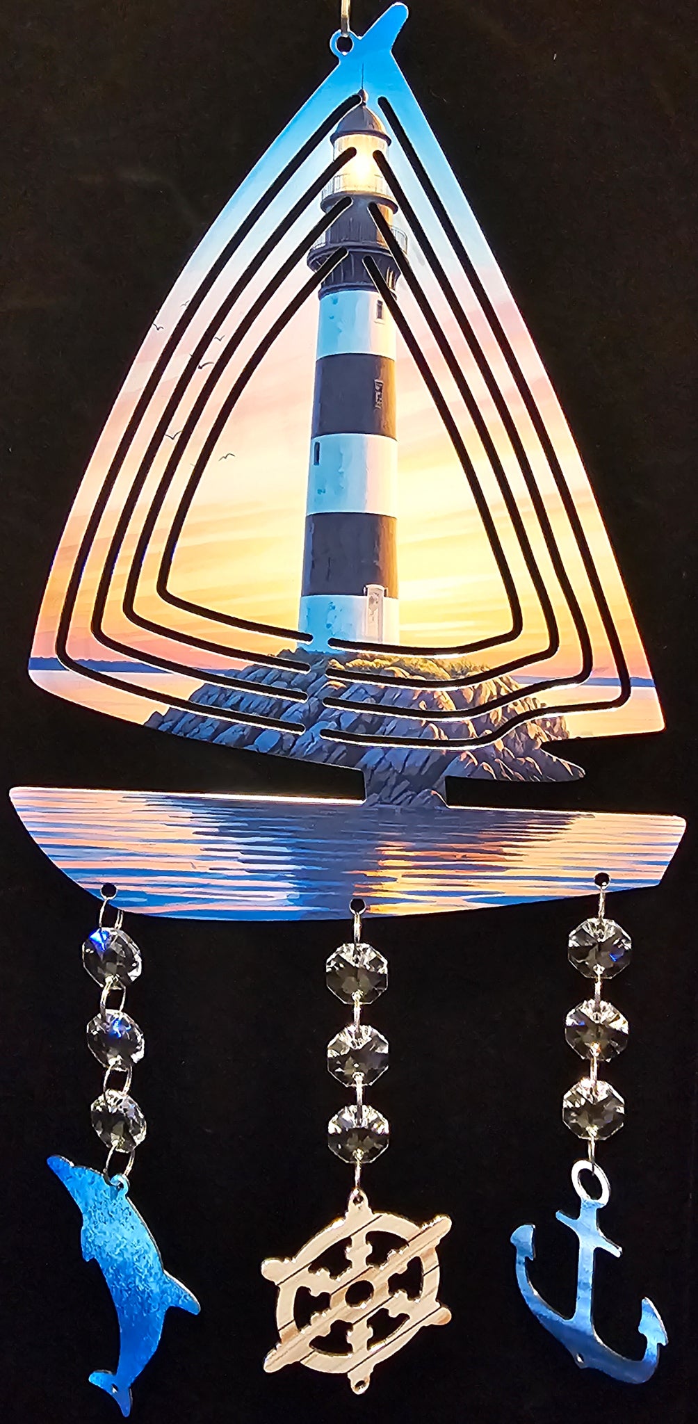 Sailboat Lighthouse Wind Spinner