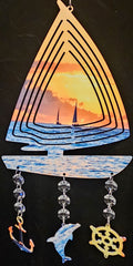 Sailboat Boats In The Sunset Wind Spinner