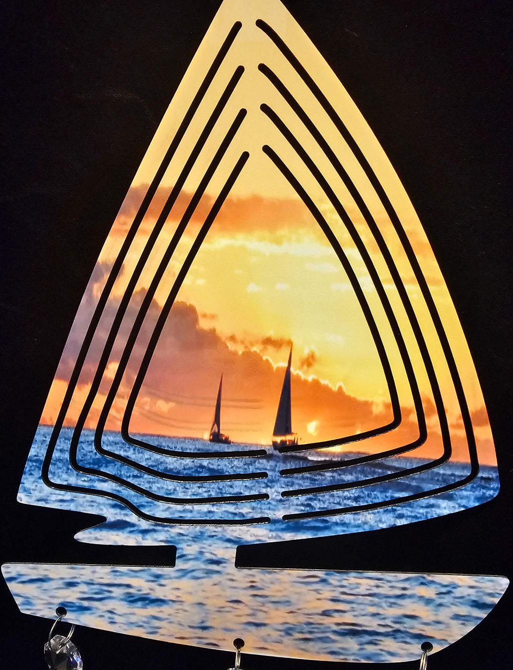 Sailboat Boats In The Sunset Wind Spinner