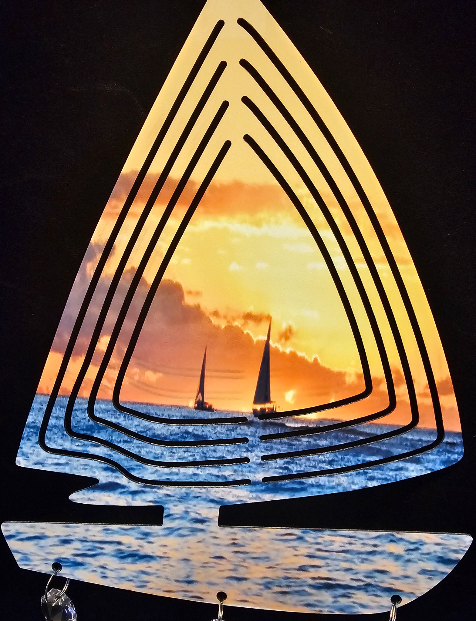 Sailboat Boats In The Sunset Wind Spinner