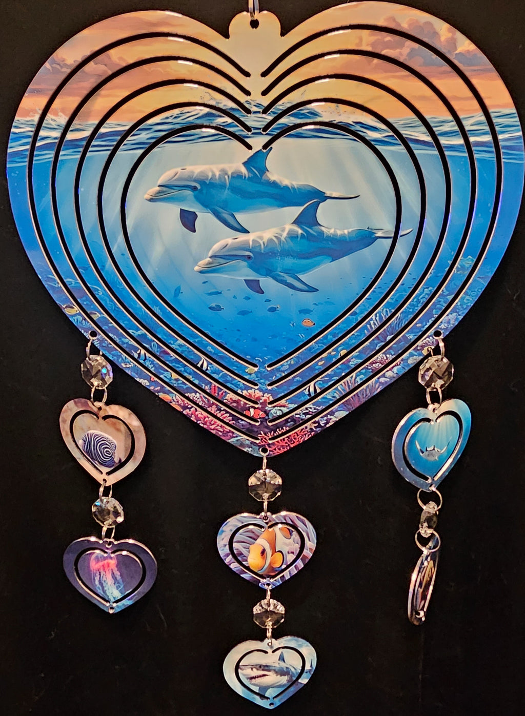 Heart Dolphins In The Ocean Wind Spinner