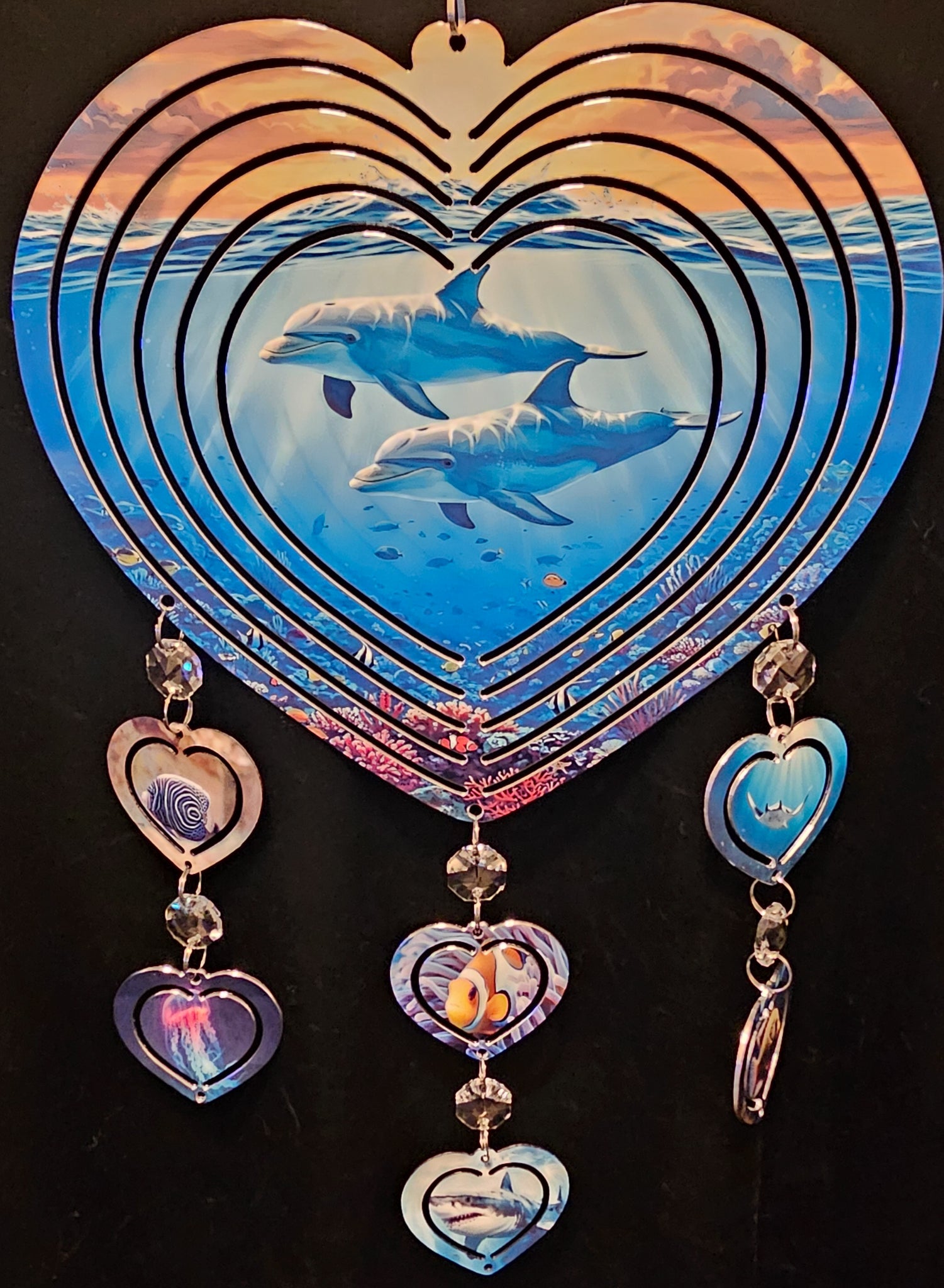 Heart Dolphins In The Ocean Wind Spinner