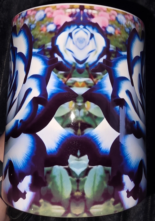 Blue and White Rose 11oz Coffee Mug