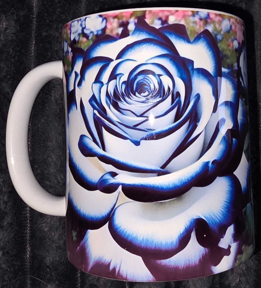 Blue and White Rose 11oz Coffee Mug