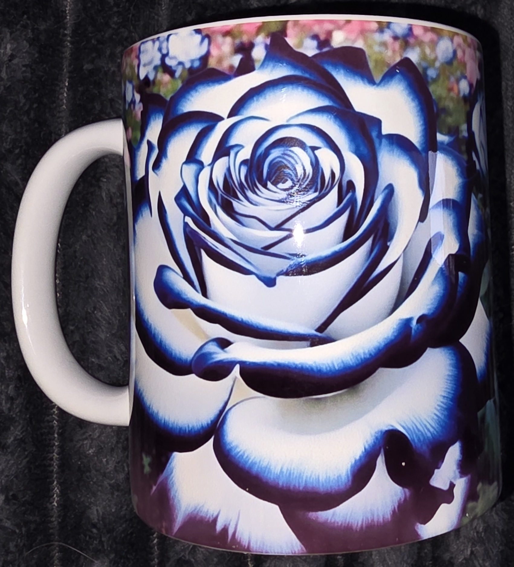 Blue and White Rose 11oz Coffee Mug