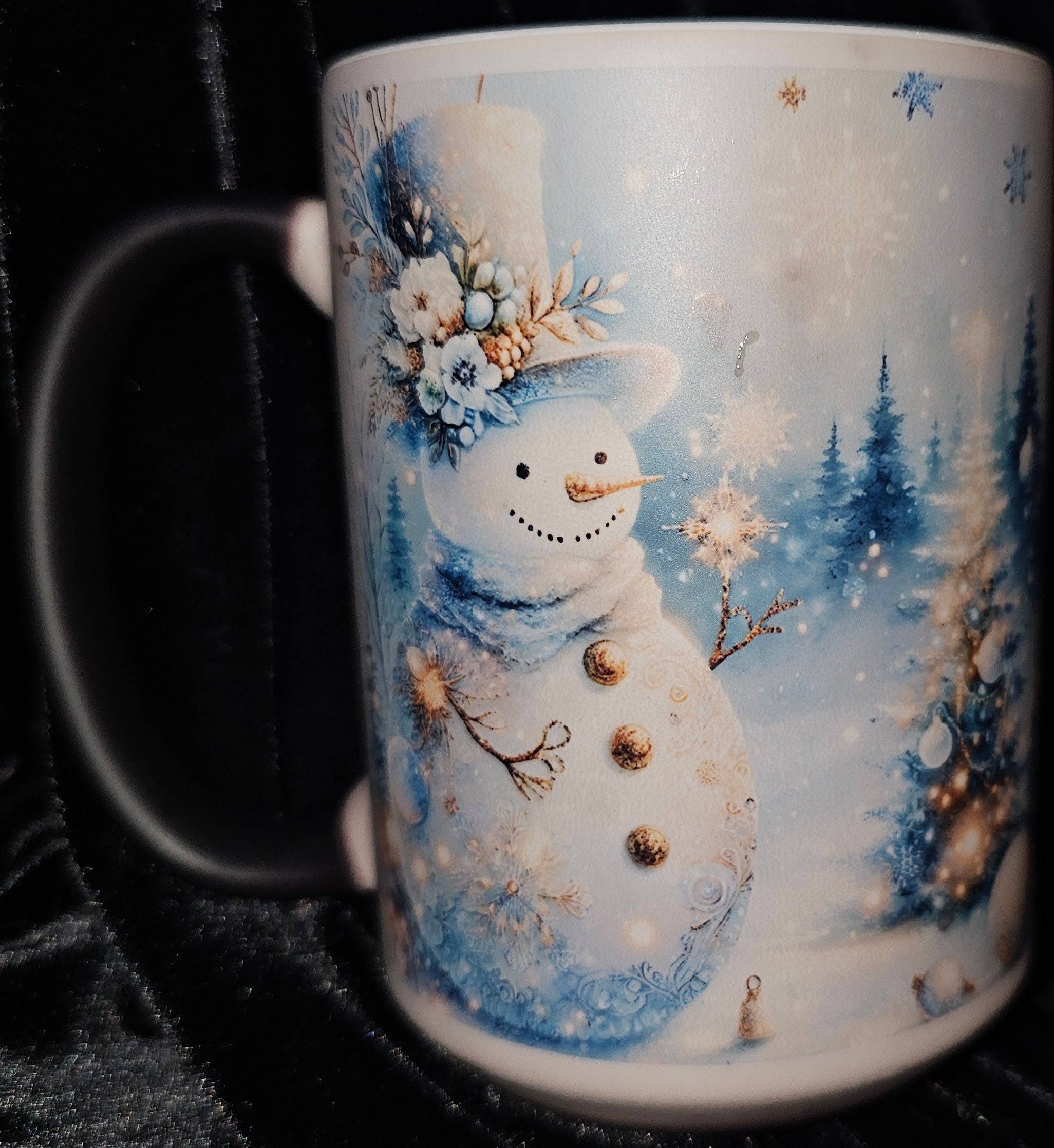 Blue and Gold Snowman 15oz Color Changing Coffee Mug