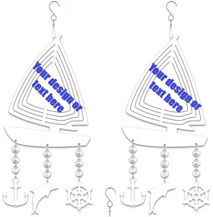 Customizable Sailboat Shaped Wind Spinner