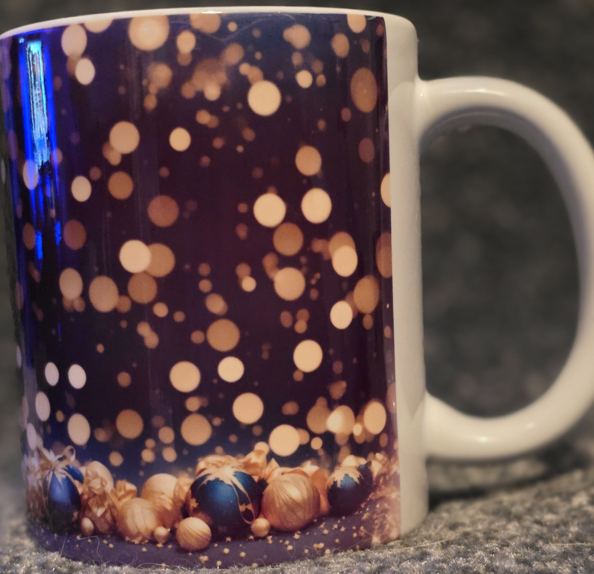 Gold Lights and Blue Ornaments 11oz Coffee Mug