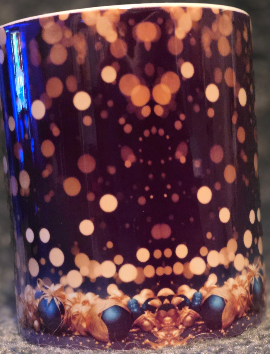 Gold Lights and Blue Ornaments 11oz Coffee Mug