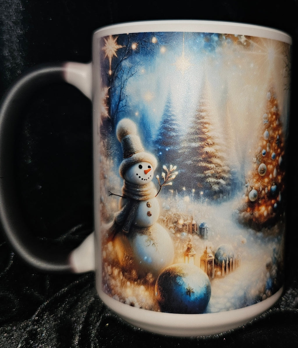 Gold Tree and Snowman 15oz Color Changing Coffee Mug