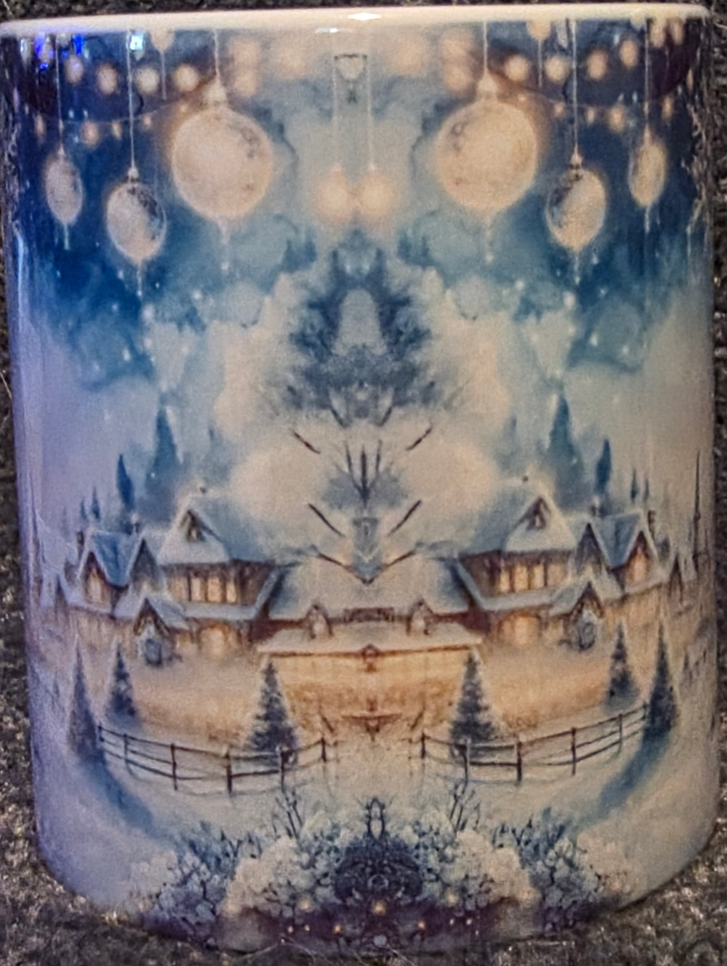 Gold Tree and Winter Town 11oz Coffee Mug