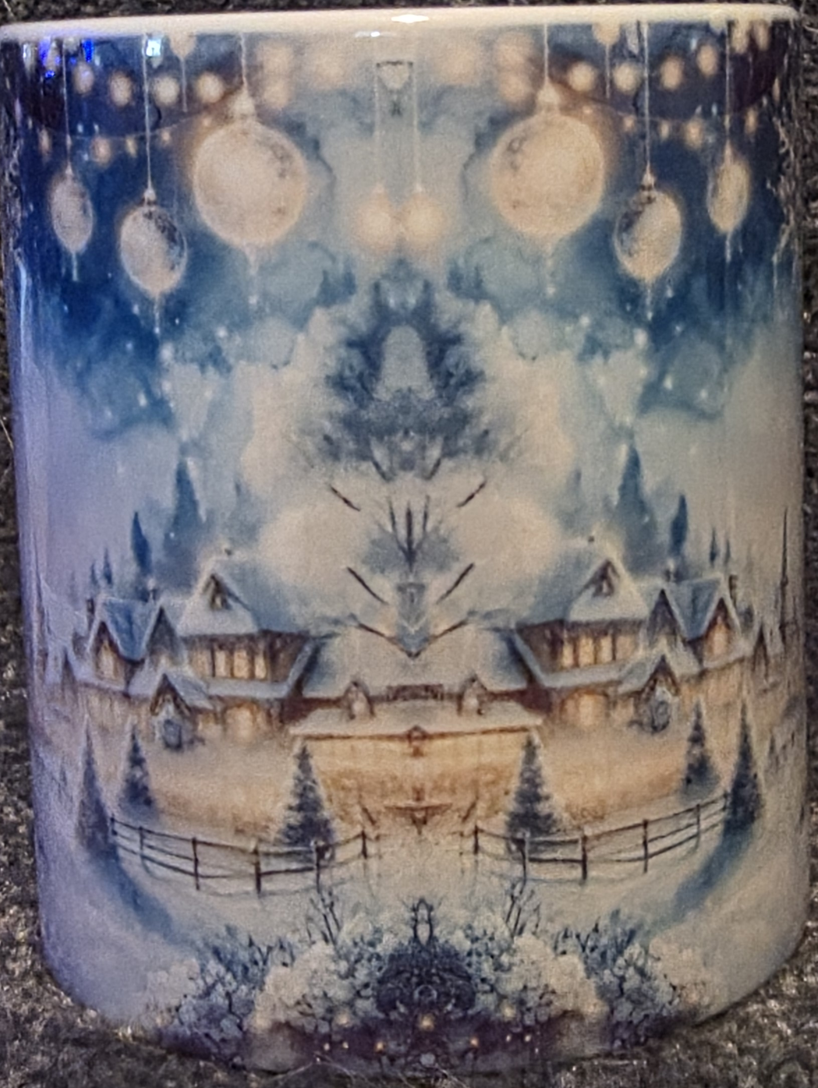 Gold Tree and Winter Town 11oz Coffee Mug