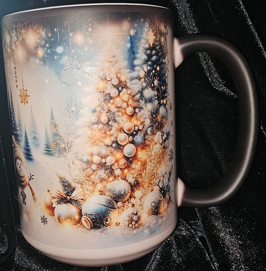 Gold and Blue Tree 15oz Color Changing Coffee Mug