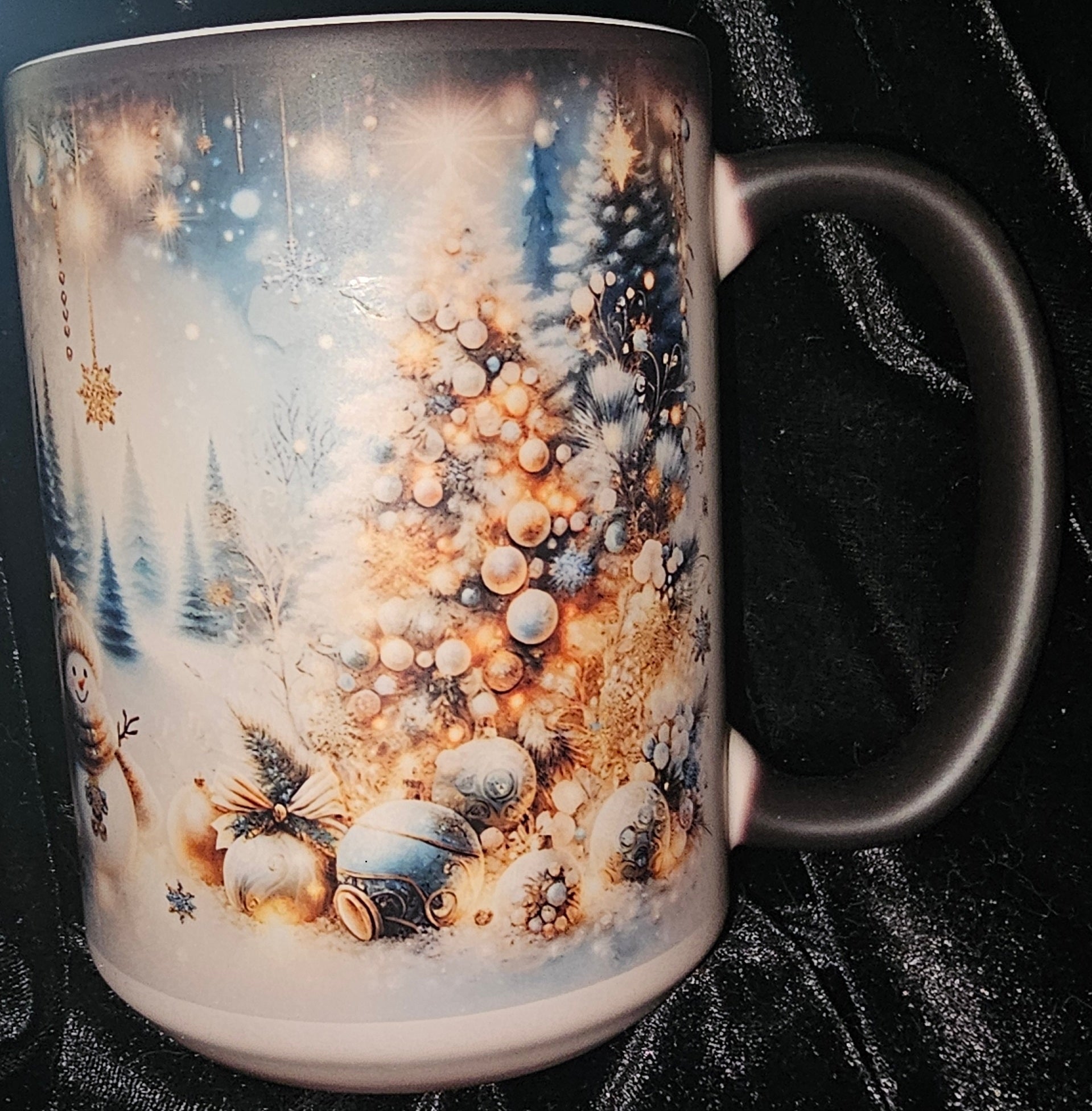 Gold and Blue Tree 15oz Color Changing Coffee Mug