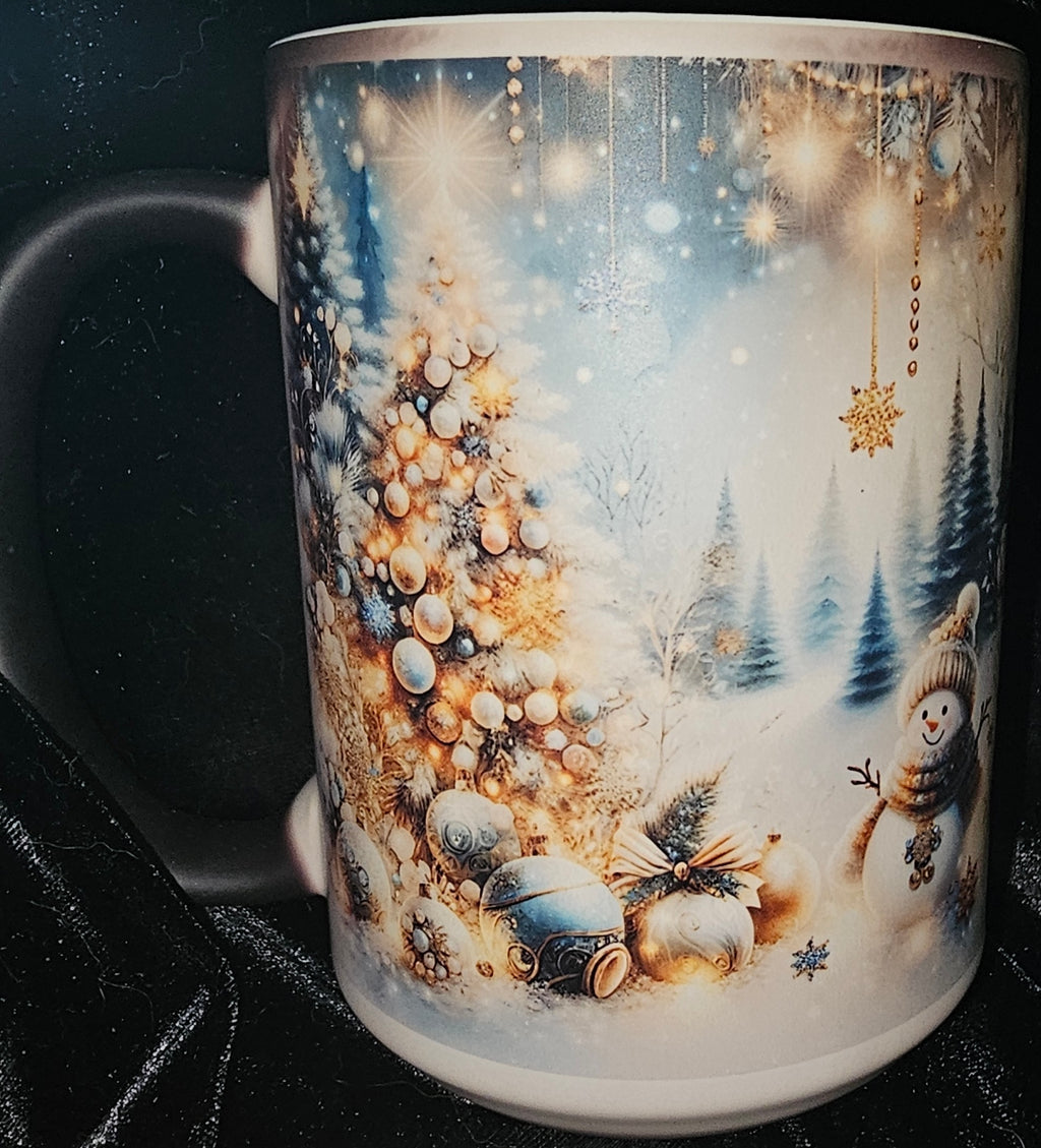 Gold and Blue Tree 15oz Color Changing Coffee Mug