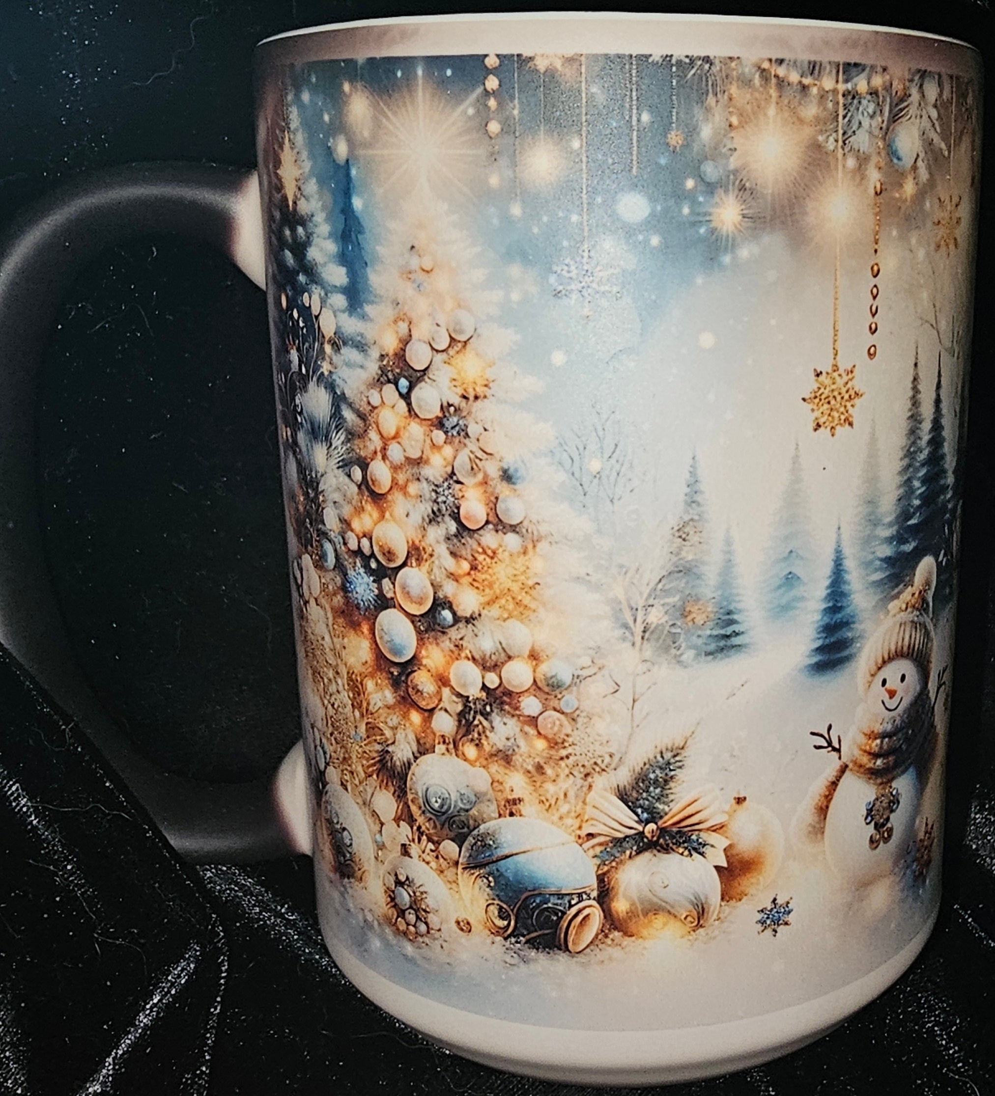 Gold and Blue Tree 15oz Color Changing Coffee Mug