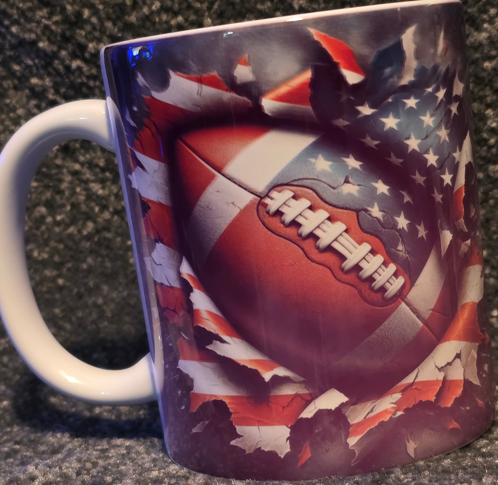 Red, White and Blue Football 11oz Coffee Mug